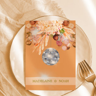 Floral Oranje Disco Ball Elegant Wedding Rehearsal Kaart