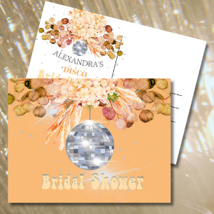 Floral Oranje Disco Ball Vrijgezellenfeest Briefkaart