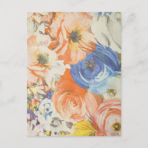 Floral Oranje en blauw Briefkaart
