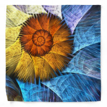 Floral Oranje Geel Blauw Abstracte Kunst