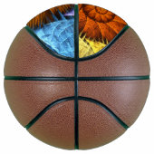 Floral Oranje Geel Blauw Abstracte Kunst Basketbal (Rechts)