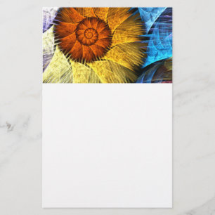 Floral Oranje Geel Blauw Abstracte Kunst Briefpapier