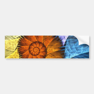 Floral Oranje Geel Blauw Abstracte Kunst Bumpersticker