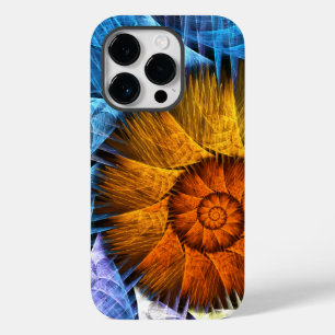 Floral Oranje Geel Blauw Abstracte Kunst Case-Mate iPhone 14 Pro Hoesje