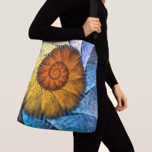 Floral Oranje Geel Blauw Abstracte Kunst Crossbody Tas