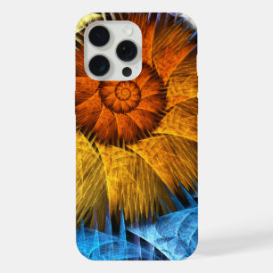 Floral Oranje Geel Blauw Abstracte Kunst iPhone 15 Pro Max Hoesje