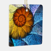 Floral Oranje Geel Blauw Abstracte Kunst Keramisch Ornament (Rechts)