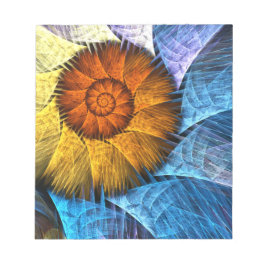 Floral Oranje Geel Blauw Abstracte Kunst Notitieblok