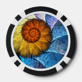 Floral Oranje Geel Blauw Abstracte Kunst Poker Chips (Achterkant)