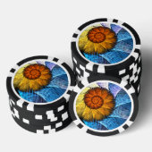 Floral Oranje Geel Blauw Abstracte Kunst Poker Chips (Opstapeling)