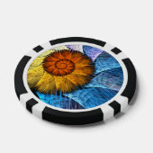 Floral Oranje Geel Blauw Abstracte Kunst Poker Chips (Enkel)