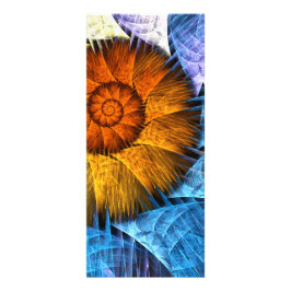 Floral Oranje Geel Blauw Abstracte Kunst Reclamekaart