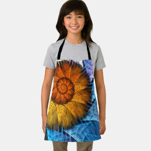 Floral Oranje Geel Blauw Abstracte Kunst Schort