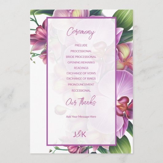Floral Orchids Trouwprogramma Programma (Achterkant)
