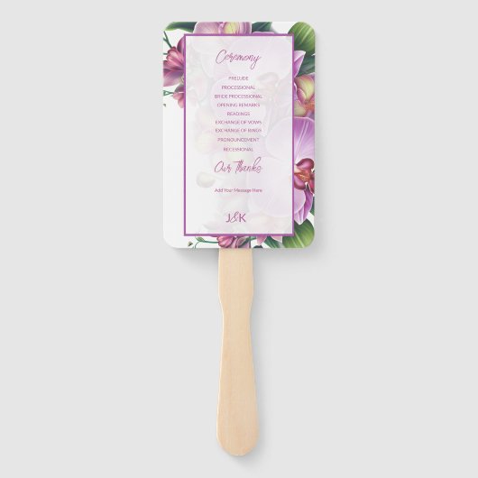 Floral Orchids Trouwprogramma Set van Fans Handwaaier (Achterkant)