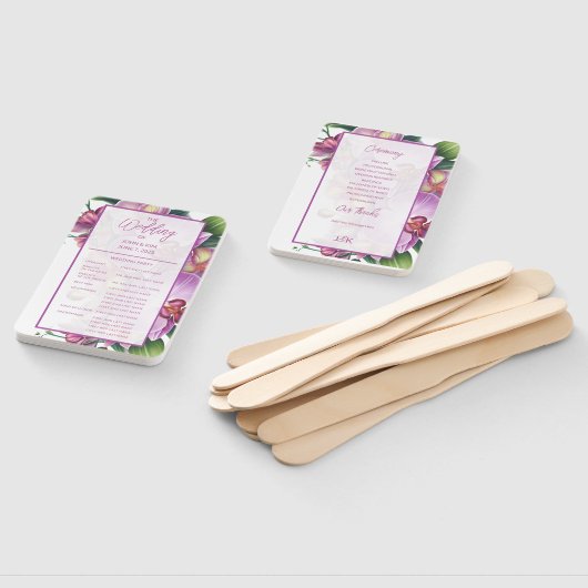 Floral Orchids Trouwprogramma Set van Fans Handwaaier (Niet-gemonteerd)