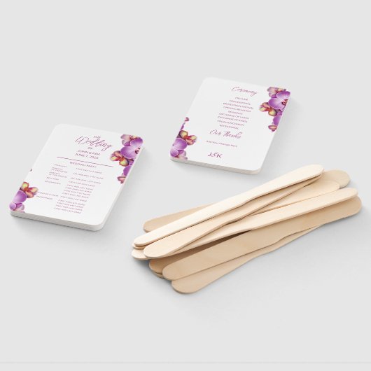 Floral Orchids Trouwprogramma Set van Fans Handwaaier (Niet-gemonteerd)