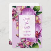 Floral Orchids Wedding Save the Date (Voorkant / Achterkant)