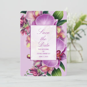 Floral Orchids Wedding Save the Date Kaart