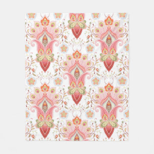 Floral oriental damask patroon met paisley en pe fleece deken