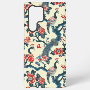 Floral Oriental Peacock Japandi stijl Samsung Galaxy Hoesje