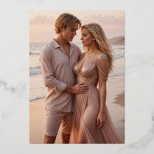 Floral Ornate Frame Diamond Shape Wedding Initials Folie Uitnodiging (Achterkant)