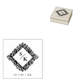 Floral Ornate Frame Diamond Shape Wedding Initials Rubberstempel (Gestempeld)