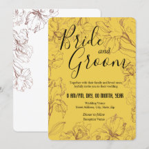 Floral Outline Design in Yellow Mustard BG Wedding