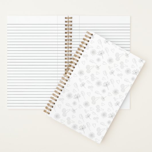 Floral Outline Notebook Notitieboek (Binnen)