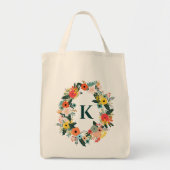  Floral Oval Wreatmonogram Tote Bag (Voorkant)