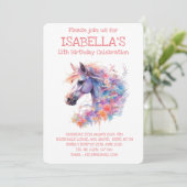 Floral Paard Verjaardag Kaart (Staand voorkant)