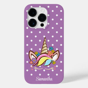 Floral Paars Birthday Magical Unicorn Girl Case-Mate iPhone 14 Pro Hoesje