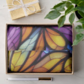 Floral Paars Blauw Geel Glas in lood Ontkoppeling Tissuepapier (Geschenk)