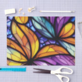 Floral Paars Blauw Geel Glas in lood Ontkoppeling Tissuepapier (Craft)