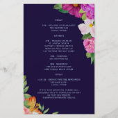 Floral Paars Blue Wedding Welcome Itinerary (Achterkant)