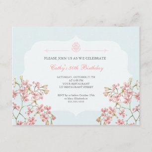 Floral Paars Damask Adult Birthday Party Kaart