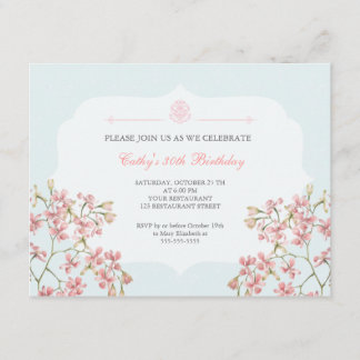 Floral Paars Damask Adult Birthday Party Kaart