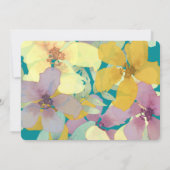 Floral Paars en Turquoise Wedding Kaart (Achterkant)