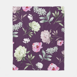 Floral Paars Fleece Deken