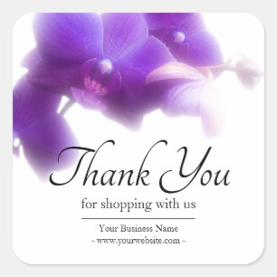 Floral Paars Orchid bedankt Vierkante Sticker