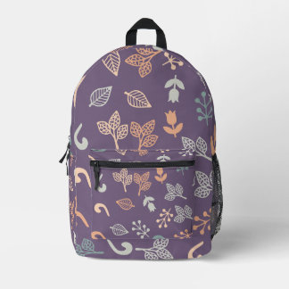 Floral Paars Pattern Bedrukte Rugzak