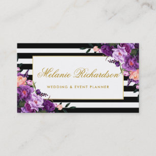 Floral Paars Ultra Violet Gold Striped Visitekaartje
