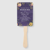 Floral Paars Wedding Programme Hand Fan Handwaaier (Voorkant)
