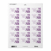 Floral Paars Wedding Return Address Label (Full Sheet)