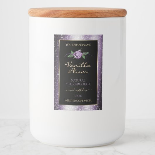 Floral Paars zwarte etiketten van producten Zacht (Voorkant)