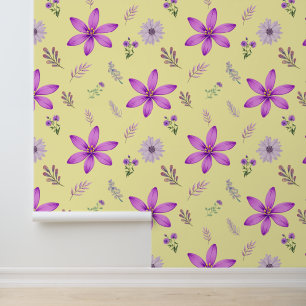 Floral Paarse accenten naadloos patroon Behang