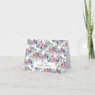 Floral Paarse Blue Blush Pink Een notitie uit het  Notitiekaartje
