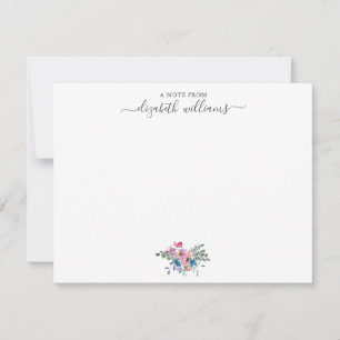 Floral Paarse Blush Roze Blauw Botanisch Script Notitiekaartje