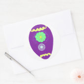 Floral Paarse eierpasta Ronde Sticker (Envelop)