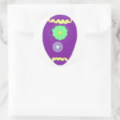 Floral Paarse eierpasta Ronde Sticker (Tas)
